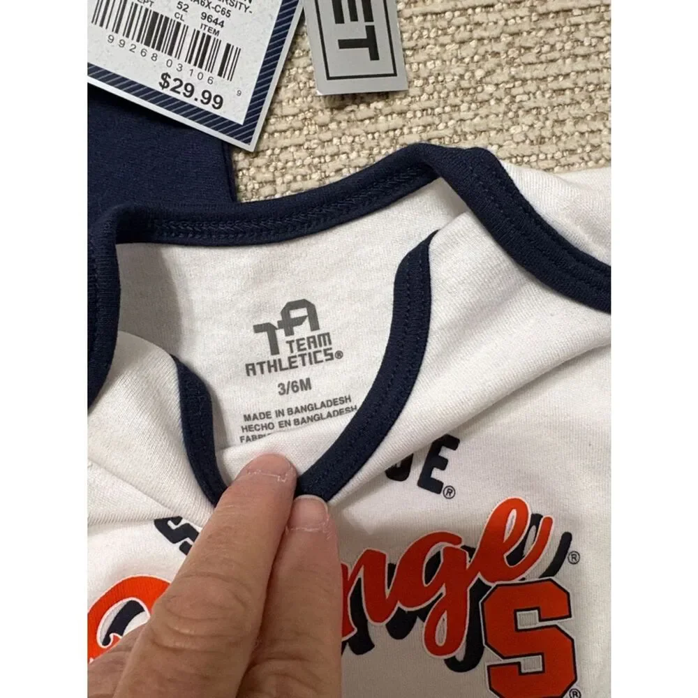 NWT Syracuse Orange Infant One-Piece Bodysuit Set - Navy, Orange, White Girls